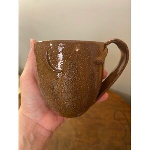 Coffee Mug Brown Speckled Forest Sun Moon Celestial Ceramic Studio Pottery Mug